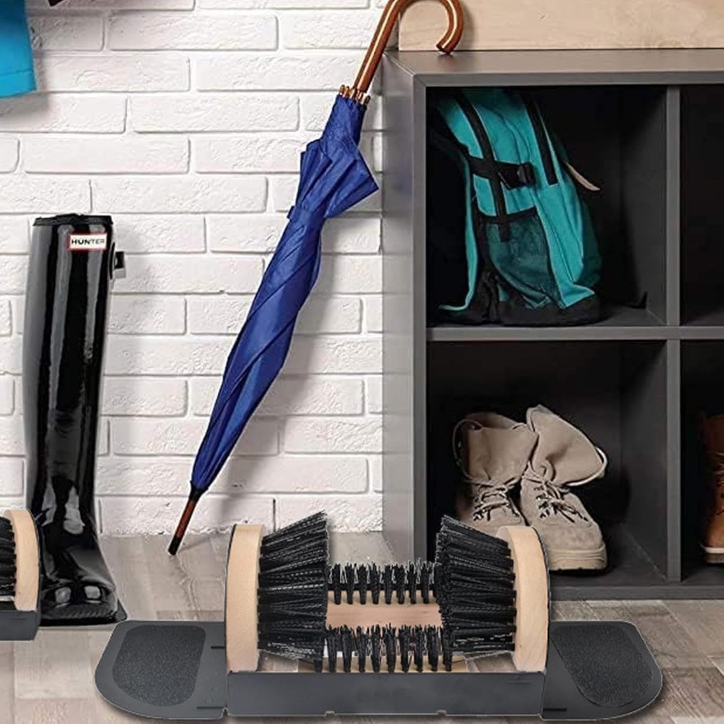 Heavy Duty Boot Scraper Outdoor Shoe Brush Floor Mounted Mud Cleaner Metal Frame Entrance Shoe Cleaner for Home Garden Farm Industrial Entryway Door Mat Tool