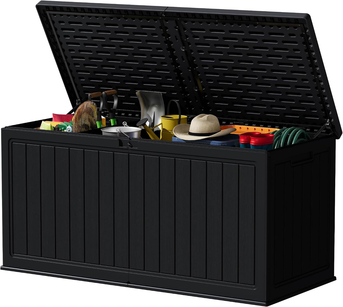 Devoko 30 Gallon Resin Deck Box Waterproof Outdoor Storage Box for Patio Furniture Pool Accessories Indoor Storage for Cushion Garden Tools (30 Gallon, Black)