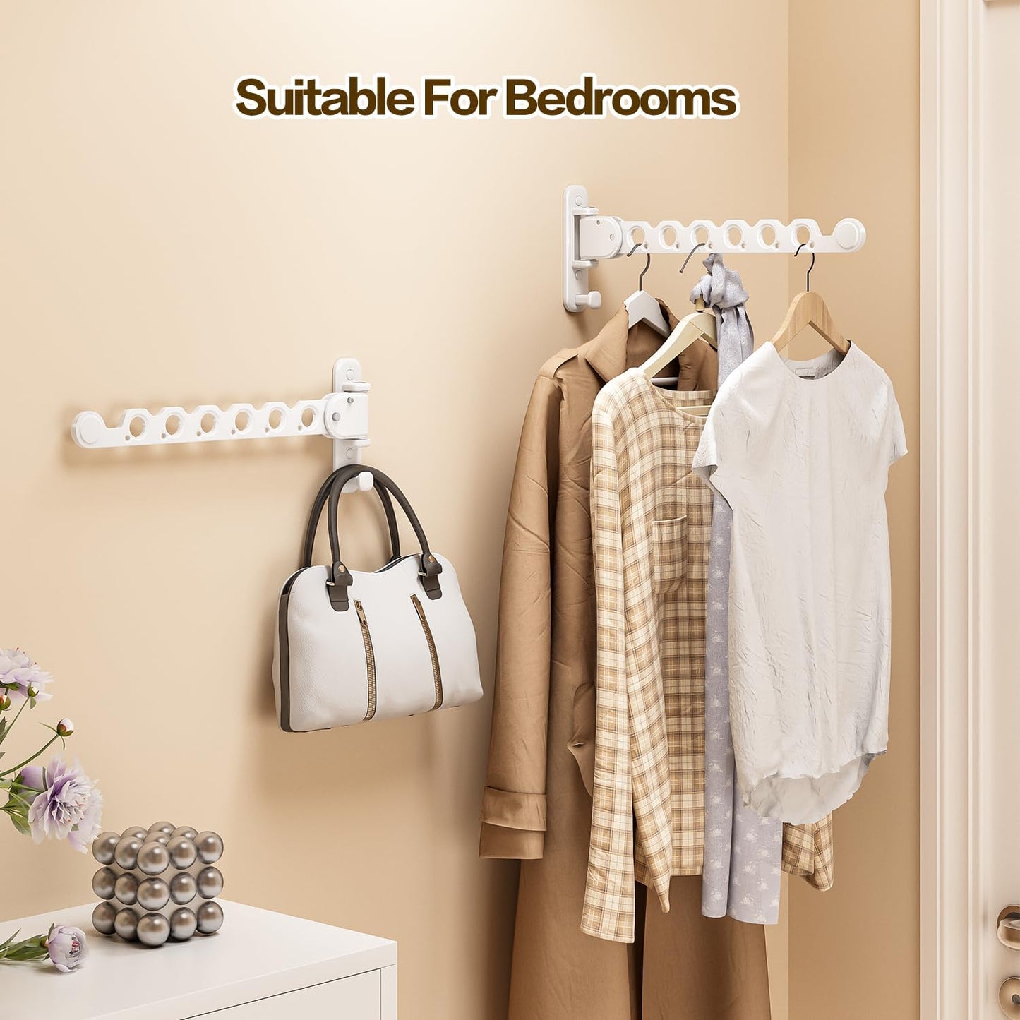 Wall Mounted Clothes Drying Rack, Laundry Clothes Hanger Rack Wall Mounted, Foldable Clothes Rack for Laundry Room, Space Saving Closet Storage Organizer Clothes Hanger Indoor, 1pcs(White)