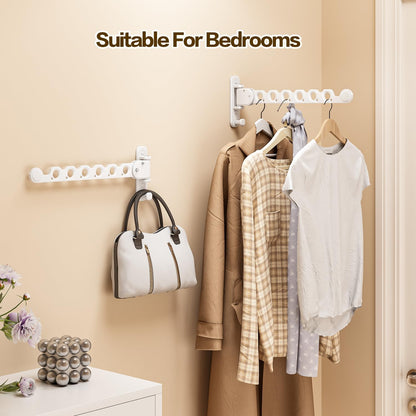 Wall Mounted Clothes Drying Rack, Laundry Clothes Hanger Rack Wall Mounted, Foldable Clothes Rack for Laundry Room, Space Saving Closet Storage Organizer Clothes Hanger Indoor, 1pcs(White)