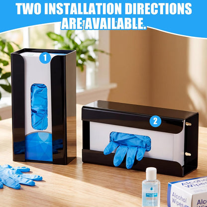 Weysat 2 Pcs Acrylic Glove Box Holder Dispenser Glove Holder for Wall Mount Acrylic Rack Wall Floating Mask Dispenser for Medical Latex Rubber Disposable Mitten Boxes(Clear,Horizontal Style)