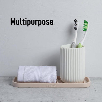 Zulay Kitchen (9x3.5in) Sponge Holder for Kitchen Sink - Flexible Heavy-Duty Multipurpose Sink Caddy - Counter Organizer for Kitchen, Bathroom, Makeup, Trinkets & More! (Grey)
