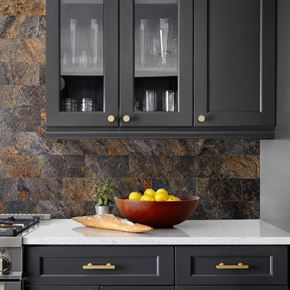 AULIGET 6" x 12" Black Slate Peel and Stick Backsplash Wall Tiles, PVC Faux Stone Stick on Tiles for Backsplash Kitchen, Bathroom, Laundry Room, Camper, Fireplace (Pack of 20)