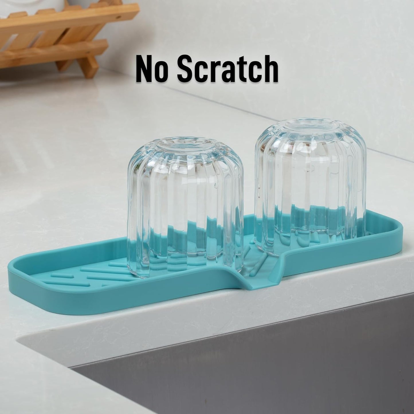 Zulay Kitchen (9x3.5in) Sponge Holder for Kitchen Sink - Flexible Heavy-Duty Multipurpose Sink Caddy - Counter Organizer for Kitchen, Bathroom, Makeup, Trinkets & More! (Grey)