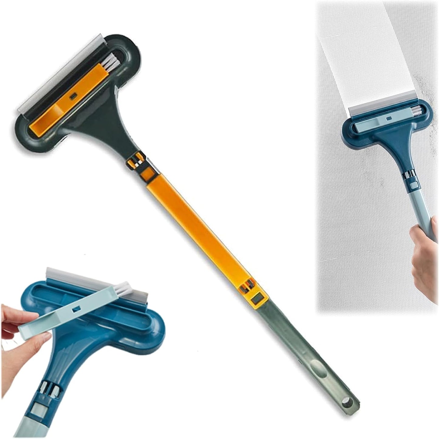 2 in 1 Window Screen Cleaning Brush, Double Sided Bidirectional Dust Removal Brush, Window Screen Cleaner Tool for Window Mesh, Screen Door, Home Dust Cleaning Tools (Blue)