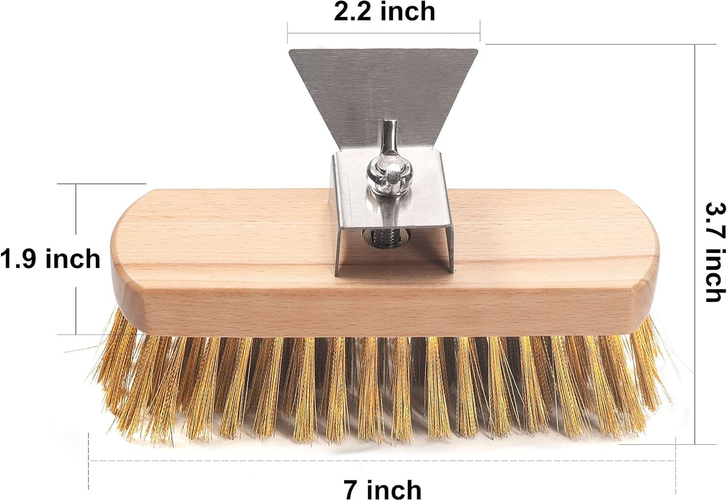 Pizza Oven Brush 7 Inch Brass Bristles Replacement Brush Head and Scraper