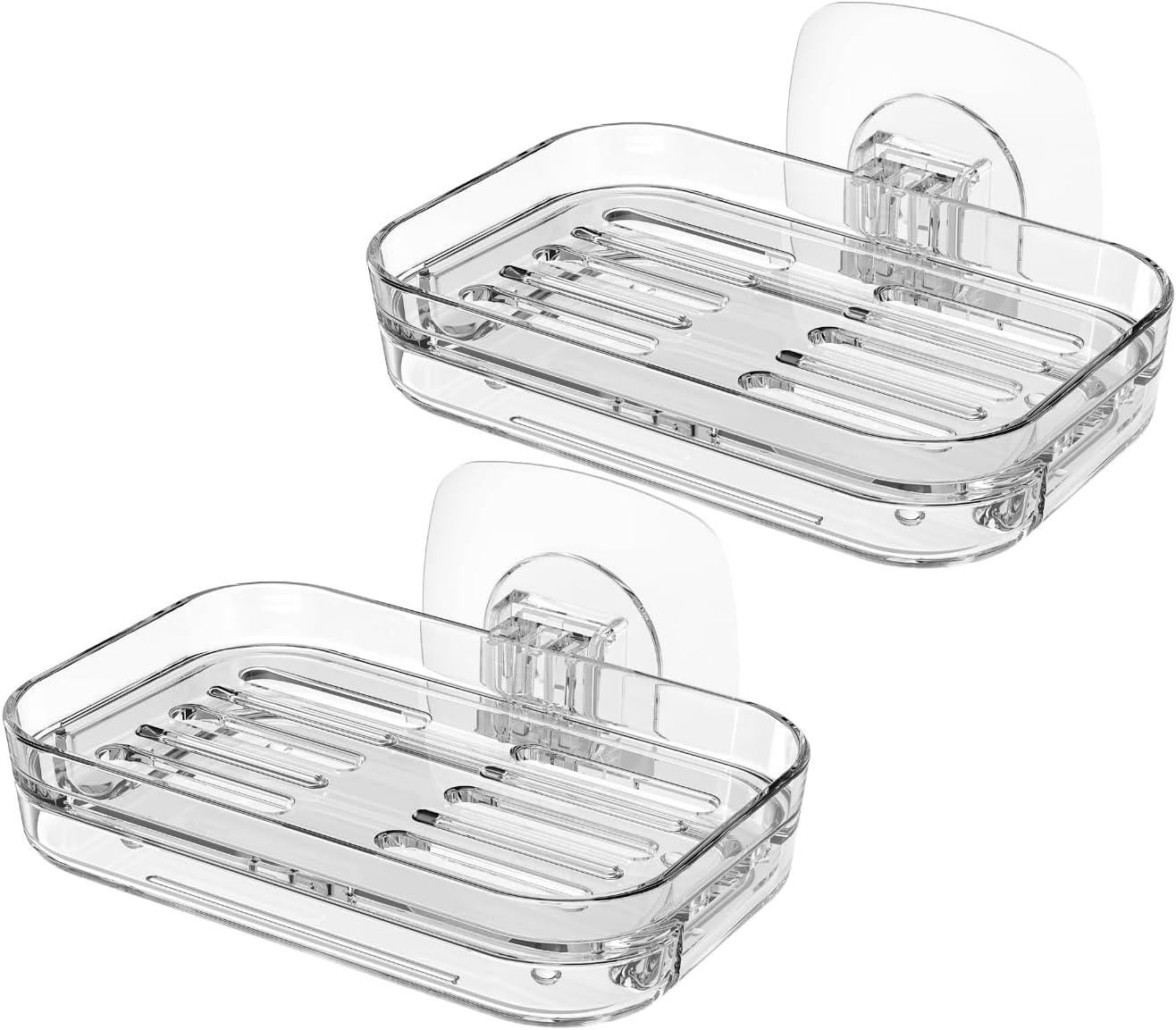 Soap Dish for Shower Clear Soap Holder Pull-Out Water Tray No Drilling Required Strong Fixation for Rv Bathroom and Kitchen Easy（1 Pack）