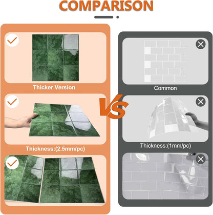 10 Sheet Thicker Peel and Stick Backsplash Tile, 12"x12" 3D Self Adhesive Square Mosaic Subway Checkered Vinyl Backsplash Stick on Wall Tiles for Bathroom, Kitchen, Living Room (10, Orange)