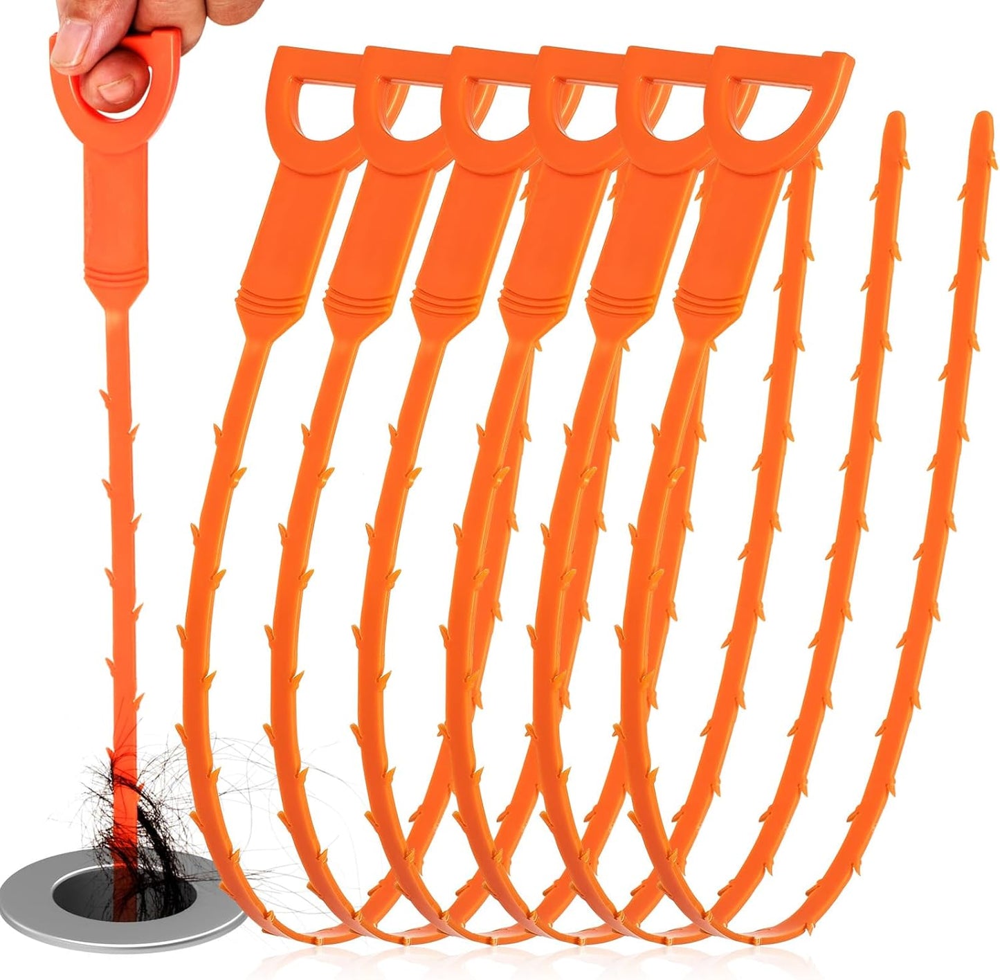Drain Snake Clog Remover - 4 Pack 20 Inch Flexible Hair Drain Removal Tool for Sink, Shower, Tub & Toilet, Drain Cleaner with Grip Handle - Easy Use Kitchen & Bathroom Drain Opener