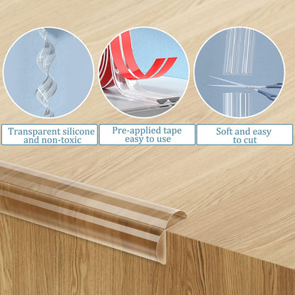 Edge Protector Baby Proofing Corner Protectors Silicone Desk Edge Cushion Child Safety Edge Covers Bumper for Table, Cabinets, Crib, 13ft x 1.2 Inch Edge Protector Strip with 4 Pack Corner Guards