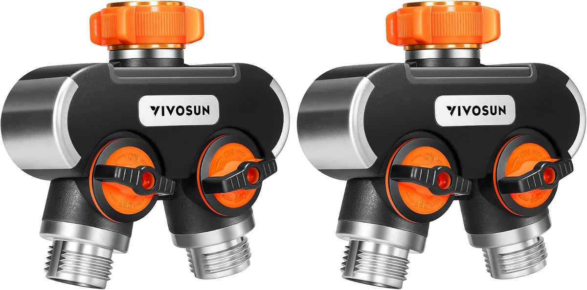 VIVOSUN Garden Hose Splitter 2 Way Heavy Duty, Upgraded Highly Durable Dual Water Hose Connector, Faucet Adapter with Comfortable Rubberized Grip for Drip Irrigation, Lawns