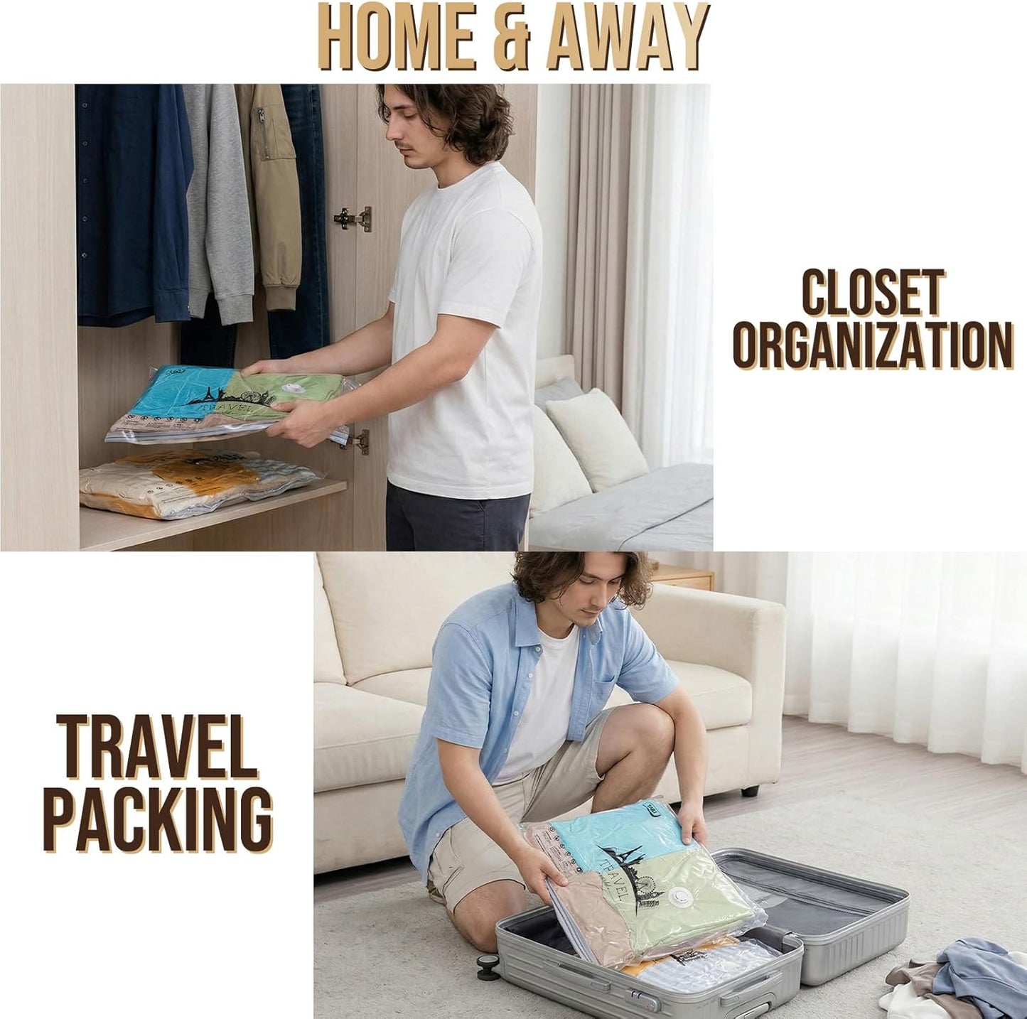 TAILI 8 Pack Vacuum Storage Bags, Jumbo Size (31×40 inch), Vacuum Seal Bags for Clothing, Bulky Bedding, Comforter, Blankets, Pillows, Space Saver Packing