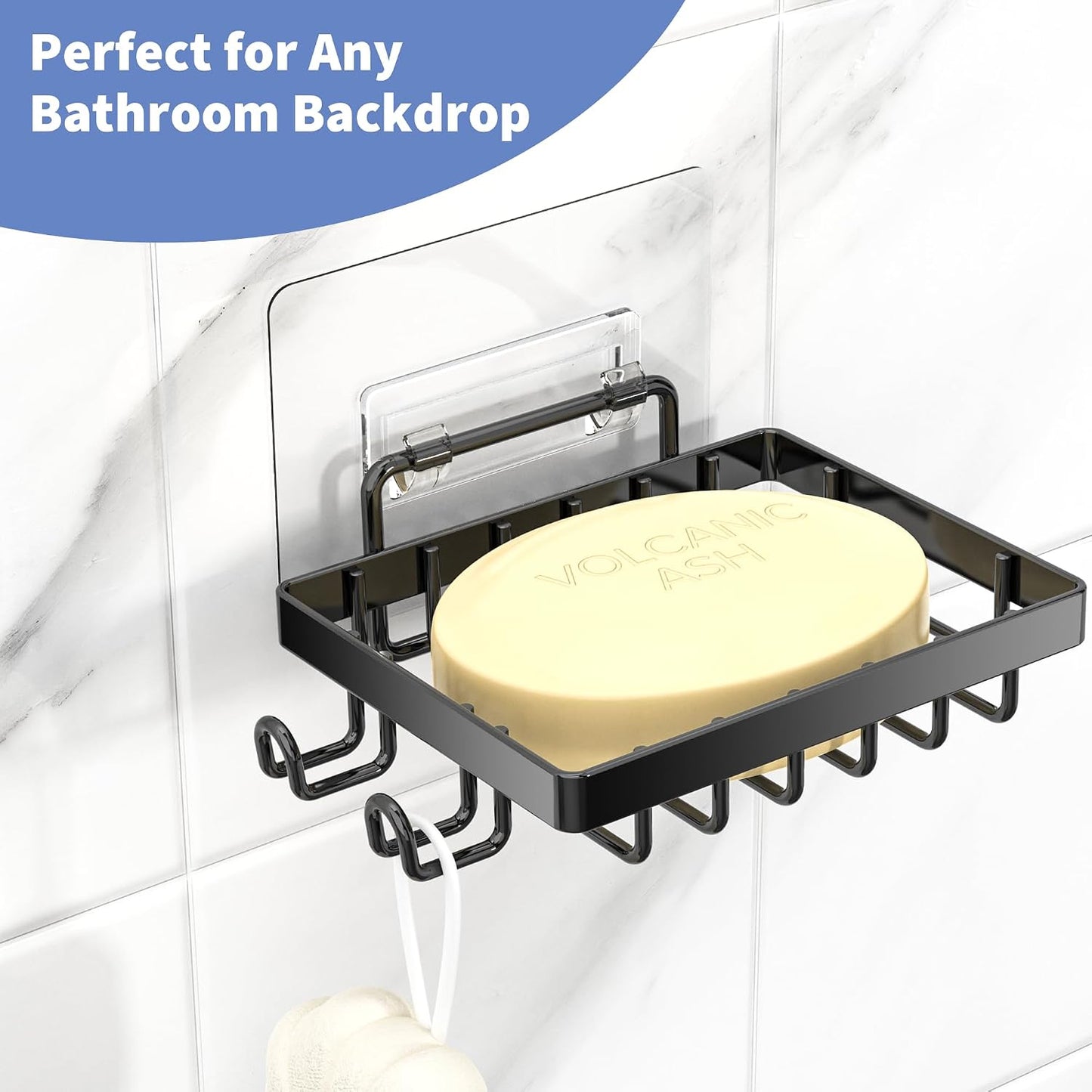Moforoco Double Soap Bar Holder for Shower, No Drilling, 304 Stainless Steel, Wall Mounted Soap Holder with 4 Hooks and Razor Holder, Shower Rack Soap Tray Bar Soap for Bathroom Accessories Organizer