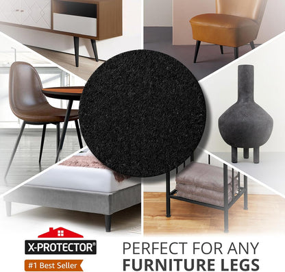 X-Protector Premium Felt Furniture Pads - 20 PCS 6 x 1/2" - Black Rectangular Pads with Tenacious Adhesive - Protects Hardwood, Laminate & Tile Floors