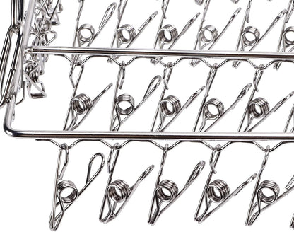 Stainless Steel Sock Drying Rack,Multifunctional Laundry Drying Rack Hanging Drying Rack Swivel Hook Wind Proof Clothes Hanger Rack with Clips for Hanging Clothes Towels Socks (Without Clip 40cm)