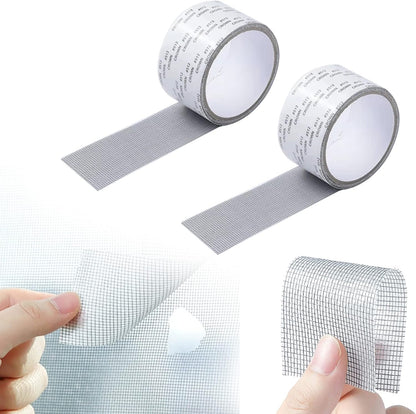 2PCS Window Screen Repair Kit Sticky Fine Screen Mesh Patch Repair Kit, Screen Repair Kit, Screen Tape Mesh Repair - for Windows or Doors (C-White)