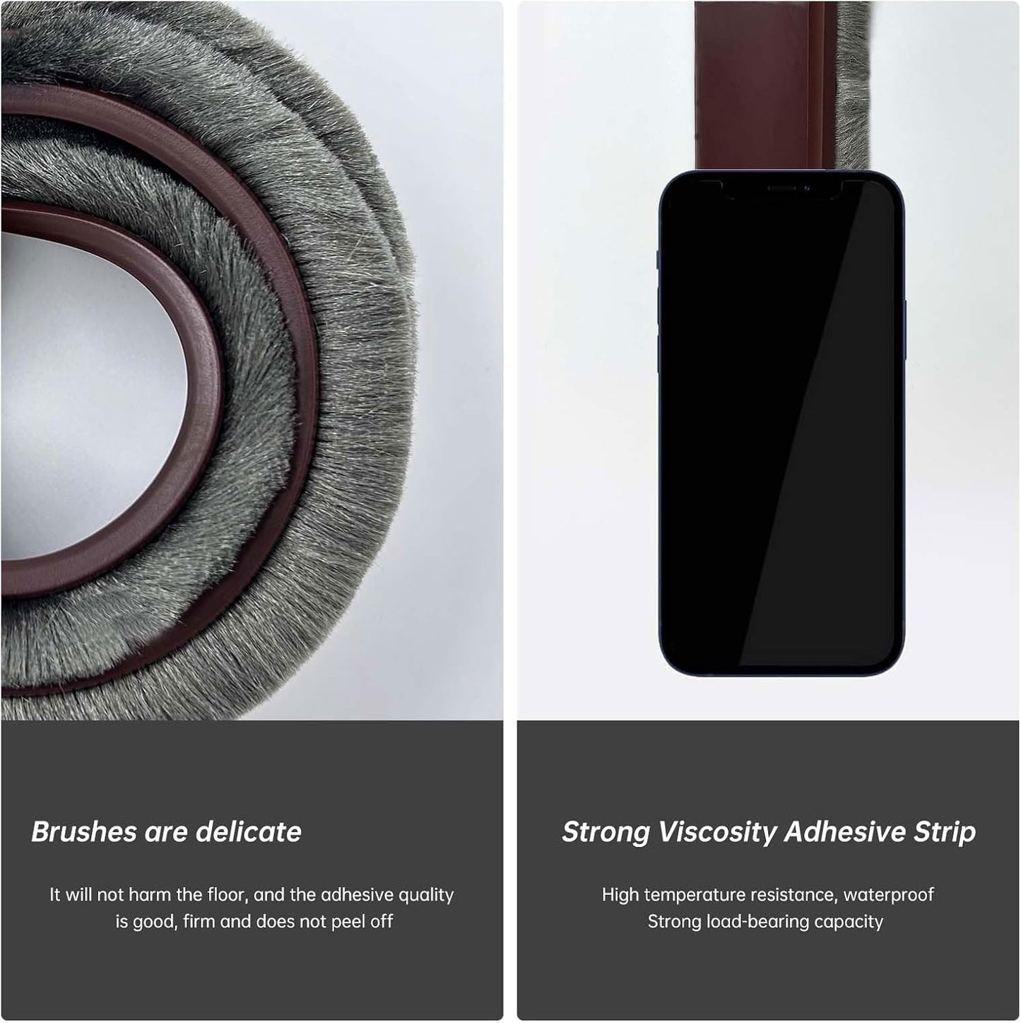 Door Sweep for Bottom of Door, Integrated Bottom Door Draft Stopper with Brush, Self-Adhesive Under Door Seal for Dust/Noise/Hot or Cold Air Insulation, Black 39.37" L/1" W