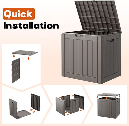 Outdoor Storage Box, Resin Deck Boxes Indoor and outdoor, Waterproof Storage Box Lockable Lid (Black, 85 Gallon)