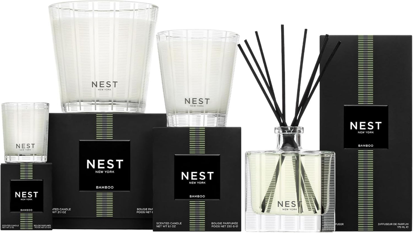NEST New York Reed Diffuser, Moroccan Amber - 5.9 fl oz - Fragrance for Up to 90 Days - Reusable, Refillable Glass Holder - Includes 8 All-Natural Reed Sticks - Flame Free
