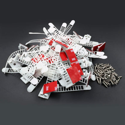 Cable Clips 3M Adhesive, Multipurpose Wire Clamps for Cable Management and Cable Runs - 50 Pack Black Bundled with 10 Reusable Cable Ties