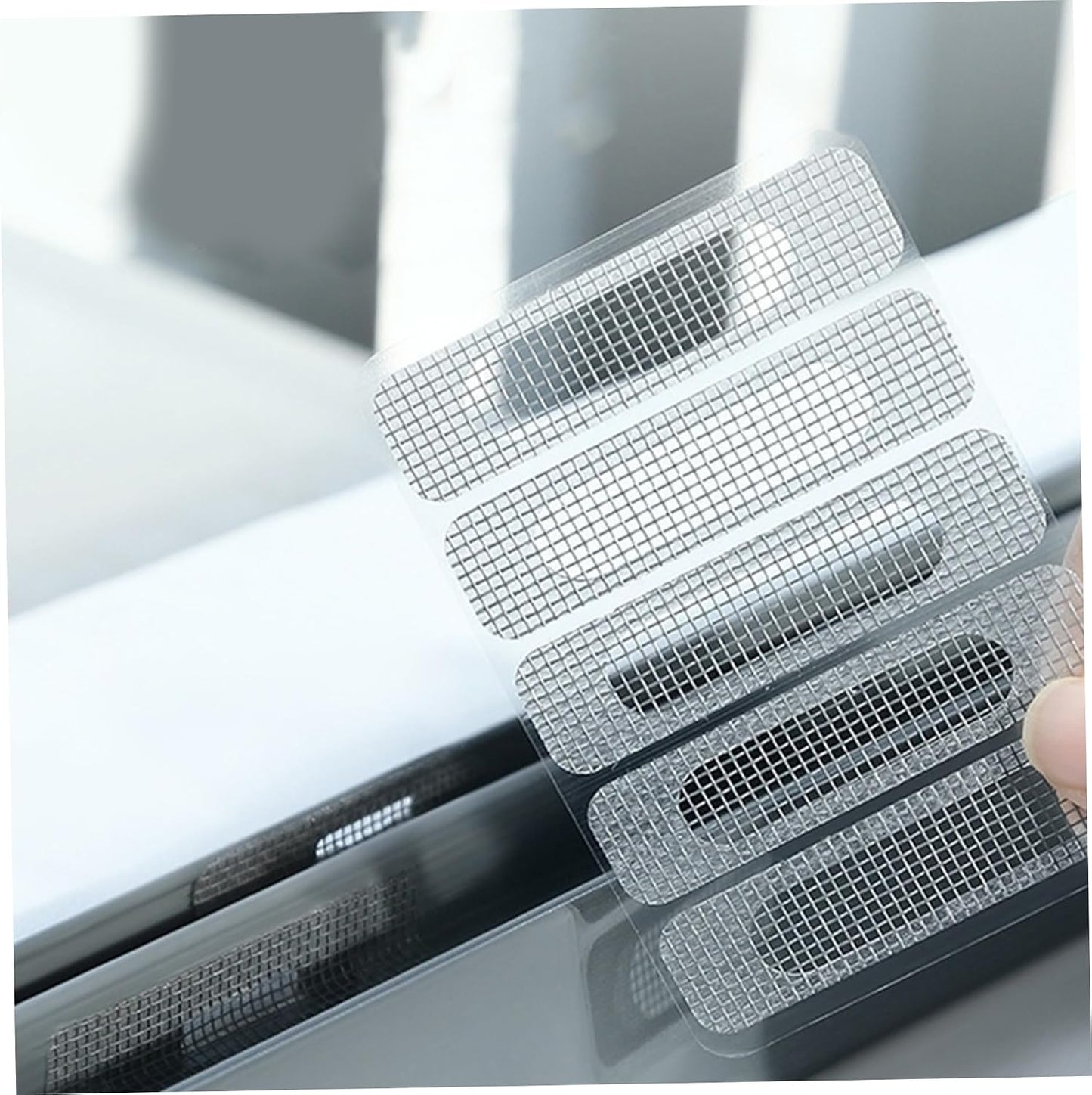 50Pcs Window Screen Patch, Waterproof Self-Adhesive Fiberglass Fine Mesh Weep Hole Covers Anti-Mosquito, Screen Repair Kit