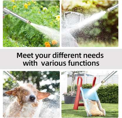 Garden Hose Nozzle Sprayer with Full Brass Nozzle, 100% Heavy Duty Metal Water Sprayer Nozzle Fits 3/4” Garden Hose Thread with 4 Patterns, 360° Rotating Adjustable Nozzle for Plants, Lawns, Cars