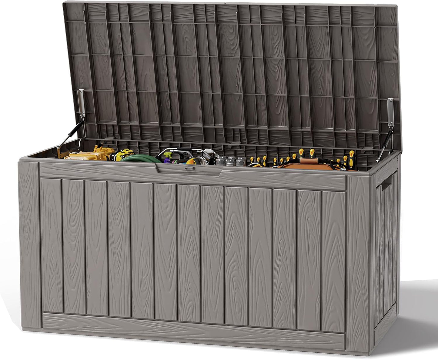 Outdoor Deck Storage Box,Resin Deck Boxes Indoor and outdoor, Waterproof Storage Box Lockable Lid (Black,50 Gallon)