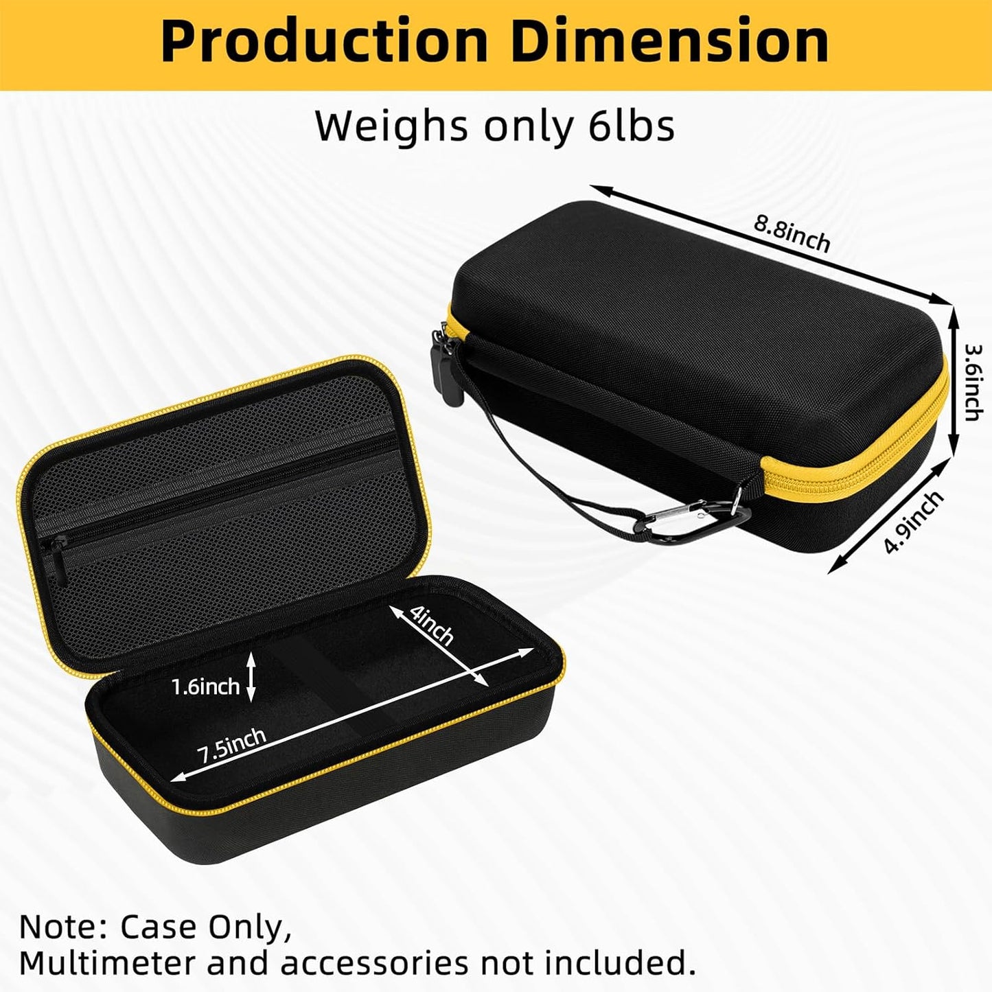 Carrying Case for Fluke 15B+/17B+/Fluke 101/117/115/116/114/113/177/179/233/106/107 Multimeter Testers and Accessories, Multimeter Storage Bag Organizer Box -Black (Case Only)