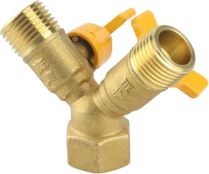 Empaque Manguera,Washing Machine Hose Splitter 2 Way,Washing Machine Laundry Tub Splitter G1 2 Brass Garden Irrigation 2 Way Double Tap Hose Adapter Dual Faucet Connector
