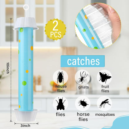 Qualirey 12 Pcs Sticky Fly Trap Fly Stick with Hanging Hook Adhesive Mosquito Catcher for Indoor Outdoor Trap Houseflies and Flying Insects Bee Wasp Moth Fly, 10.2 x 2.5 Inch