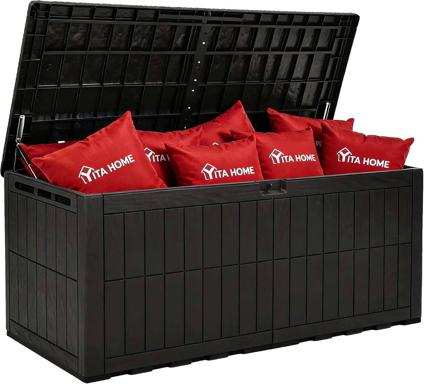 YITAHOME 134 Gallon Large Deck Box | Waterproof Resin Outdoor Storage Box with Lock, Doubles as 2-Person Bench Seating for Patio Furniture Cushions,Garden Tools &