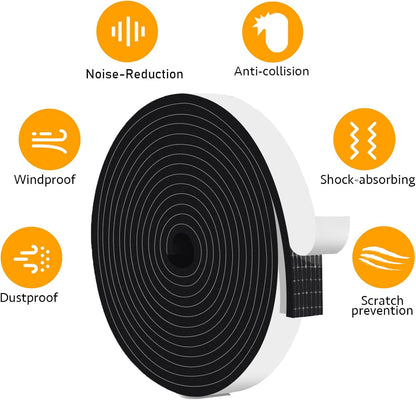 Upgraded Strong Adhesive Foam Weather Stripping Door Seal Insulation Tape for Insulating Door,Window, Air Conditioner Noise-Reduction Self Adhesive Sealing Weatherstrip (1 in x 1/2 in x 10 Ft) - Colors A