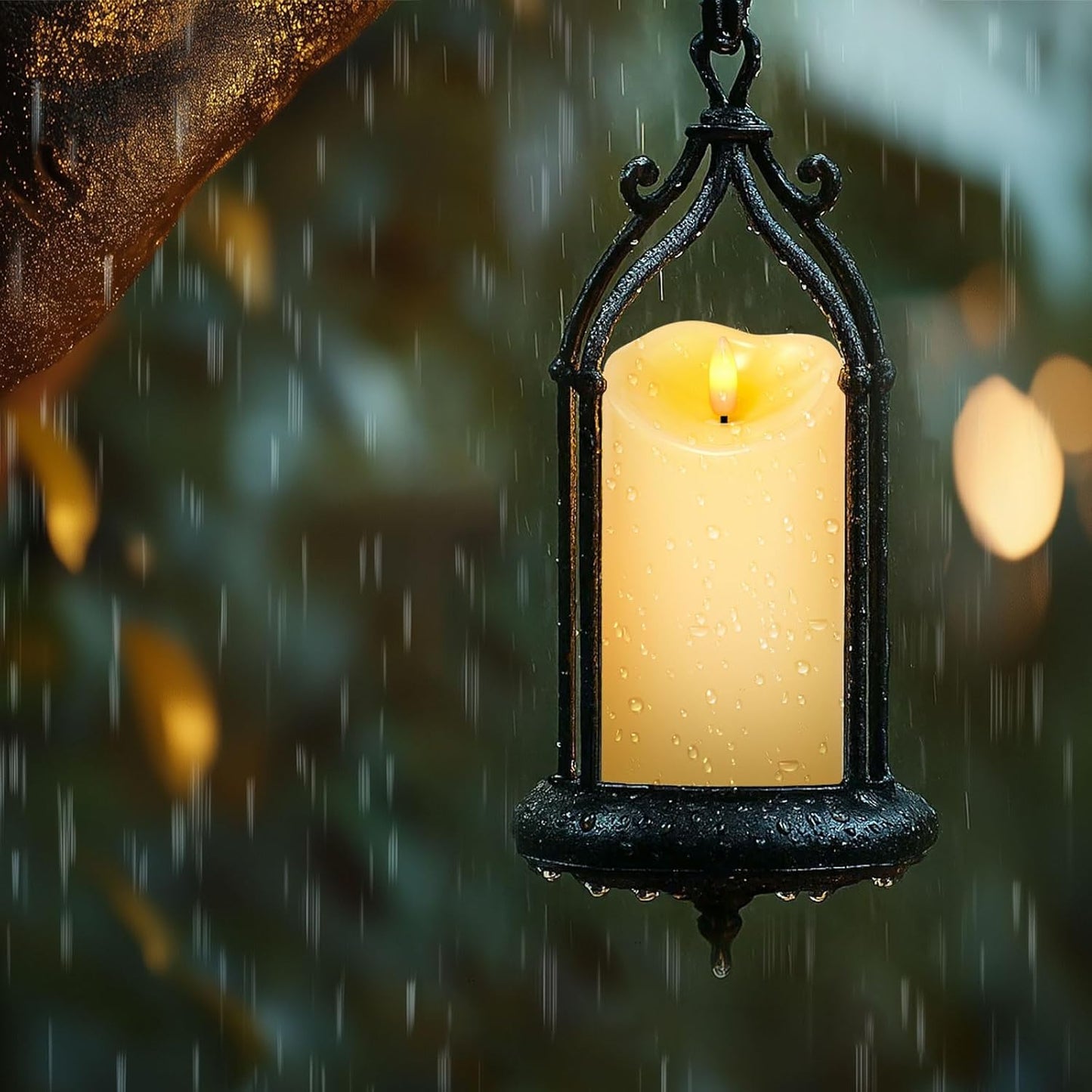 Amagic IP65 Waterproof Outdoor Flameless Candles with Remote, LED Candles Battery Operated with Timer, Flickering Fake Pillar Candle for Outside Patio Yard Decor, Ivory, Set of 5, D3 X H4 5" 6" 8" 8"