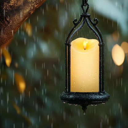 Amagic IP65 Waterproof Outdoor Flameless Candles with Remote, LED Candles Battery Operated with Timer, Flickering Fake Pillar Candle for Outside Patio Yard Decor, Ivory, Set of 5, D3 X H4 5" 6" 8" 8"
