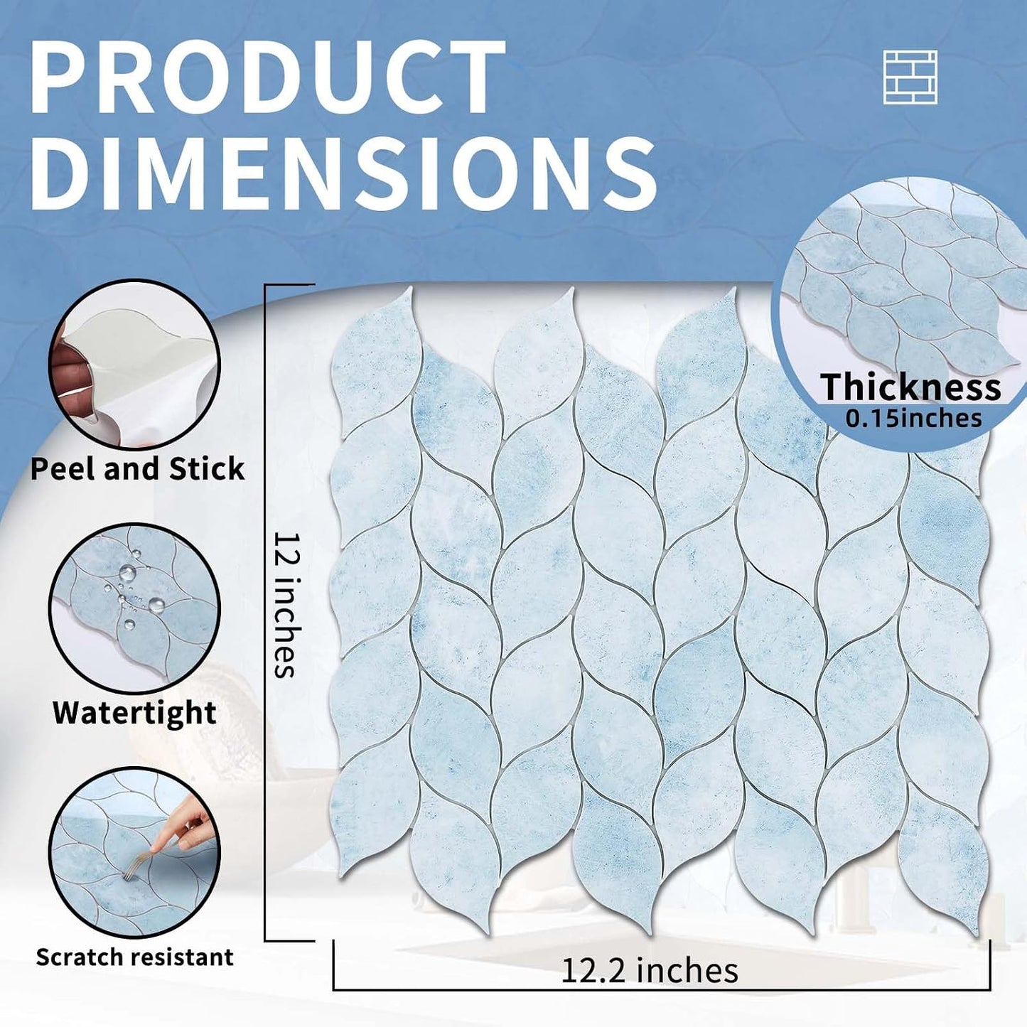 Tilingview 10-Sheet Peel and Stick Backsplash Tile for Kitchen, Self-Adhesive Mosaic Glossy Leaf Stick on Wall Tile with Gaps (Leaf Beige)