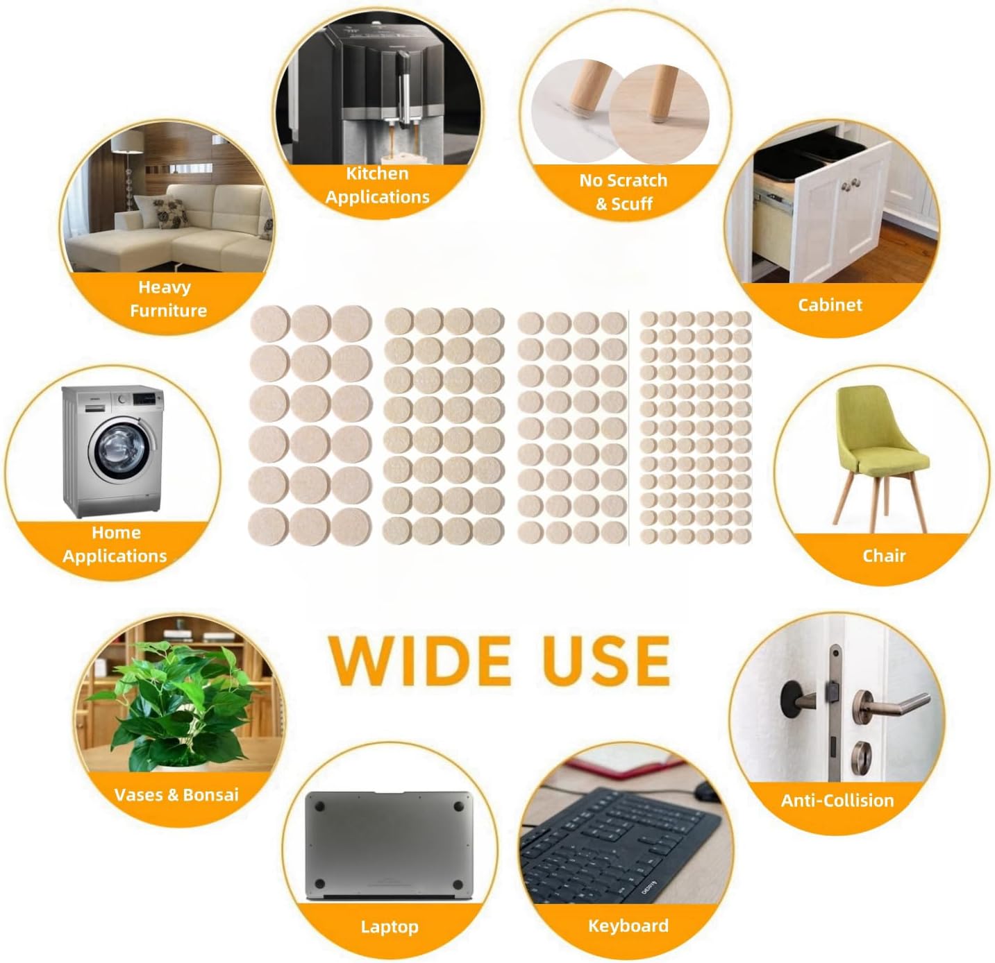 Furnigear Felt Furniture Pads for Hardwood Floors - Self Adhesive Chair Felt Pads, Floor Protector for Furniture Feet, Furniture Sliders Moving Your Furniture Smoothly - Anti Scratch 96 Pcs 3/4" Round