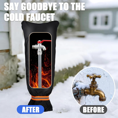 2 Pack Outdoor Faucet Covers for Winter, 6.7" W x 8.3" H Outdoor Water Faucet Cover Socks for Winter Freeze Protection Pipe Reusable Waterproof Insulated Spigot Covers with Reflective Strips, Black