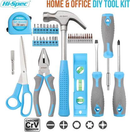 Hi-Spec Tool Kit Yellow 20pc. Small Tool Kit for Home DIY & Office Repairs. Compact and Lightweight Essential Tools in a Portable Book-Sized case.