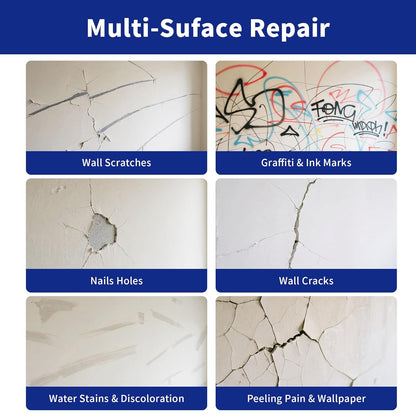 Breliter Drywall Repair Kit - 250g Wall Repair Paste Tube, Wall Putty Spackle for Nail Holes, Cracks & Stains, DIY Quick Solution for Walls and Ceilings, Fast Drying, Formaldehyde-Free, White (8.8oz)