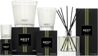 NEST New York Reed Diffuser, Moroccan Amber - 5.9 fl oz - Fragrance for Up to 90 Days - Reusable, Refillable Glass Holder - Includes 8 All-Natural Reed Sticks - Flame Free
