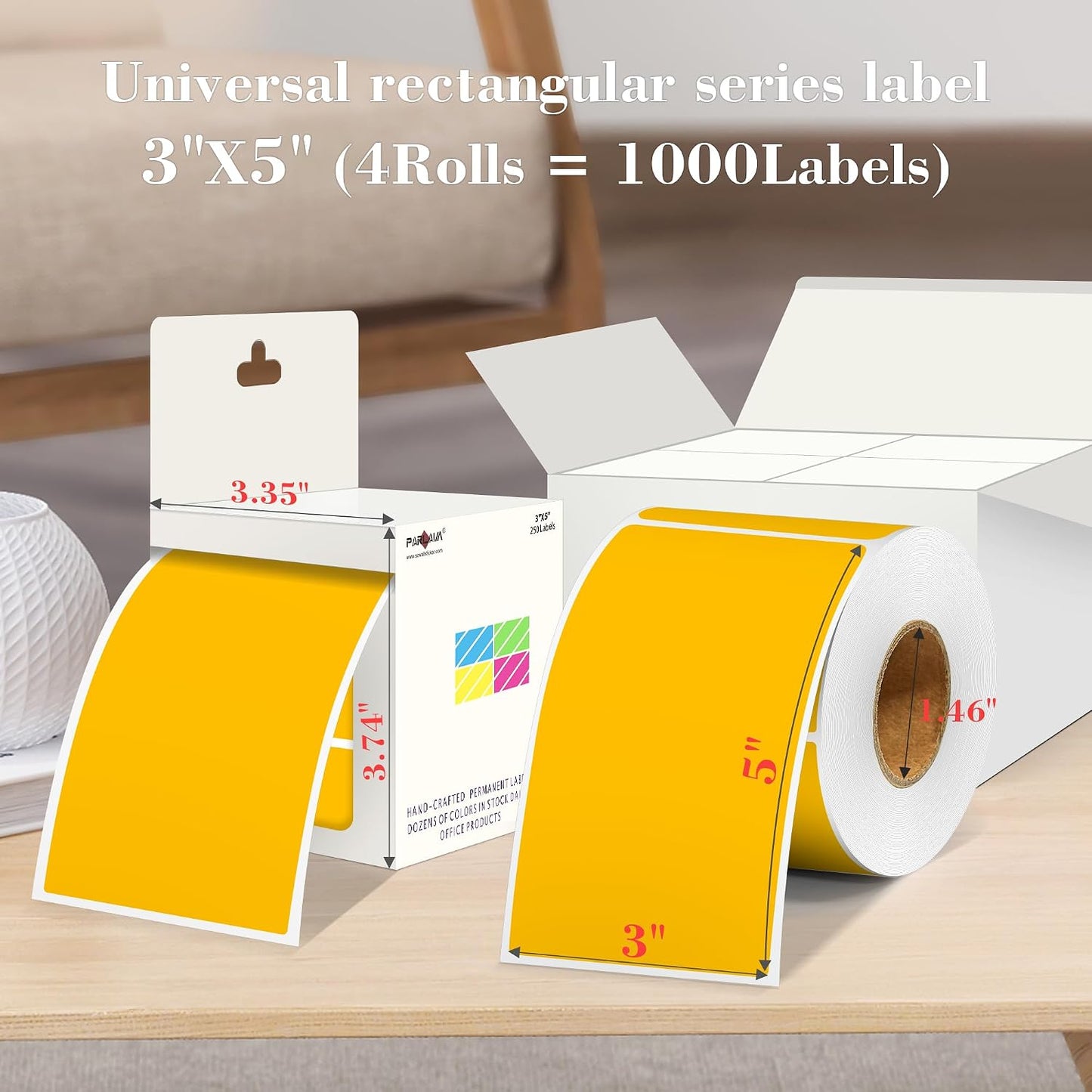 PARLAIM 3 x 5 inch Rectangle Sticker Labels, 250PCS Adhesive Color Coding Stickers for Moving Box Inventory Label, Fluorescent Green