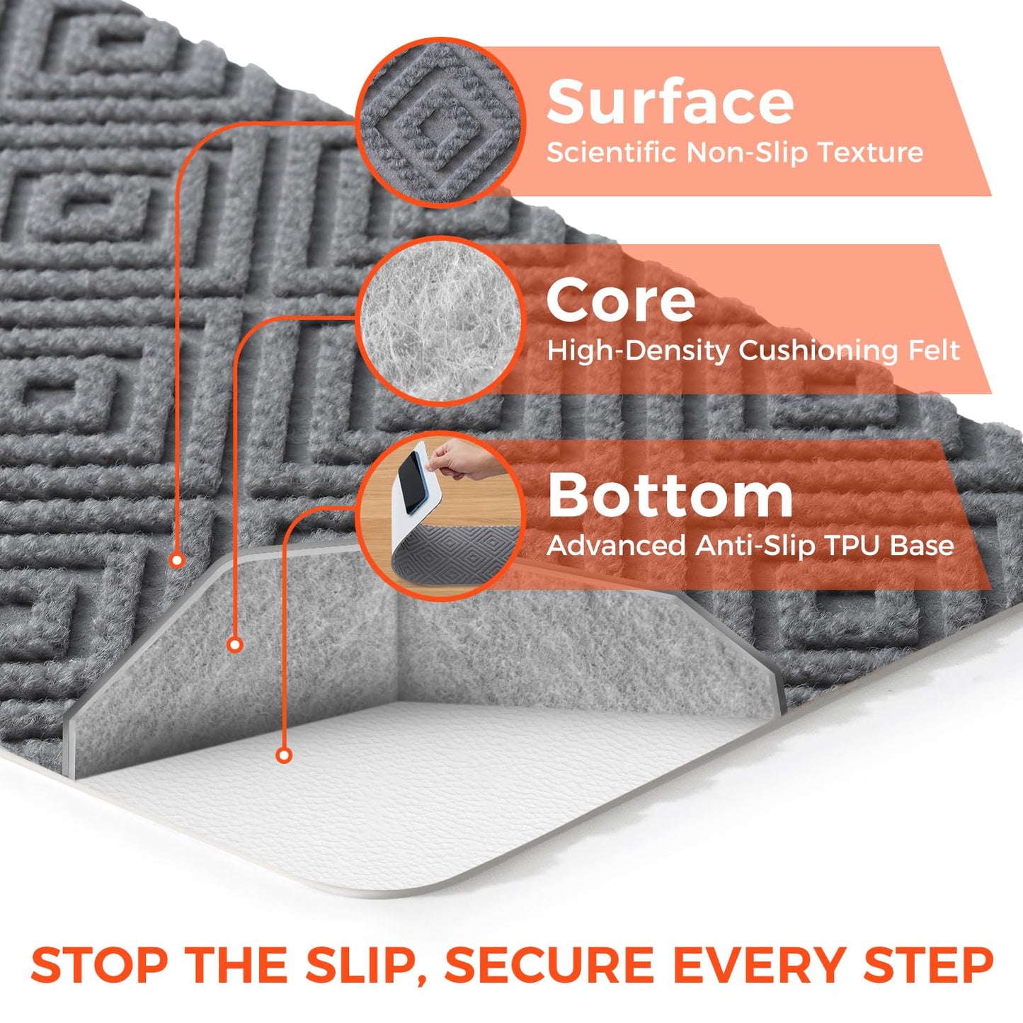 BAGAIL 15 Pack Non-Slip Stair Treads for Wooden Steps, 8"x30" Peel and Stick Carpet Stair Runners, Machine Washable Indoor Step Covers with No-Residue Adhesive for Dogs, Kids & Elderly - Bluish Grey