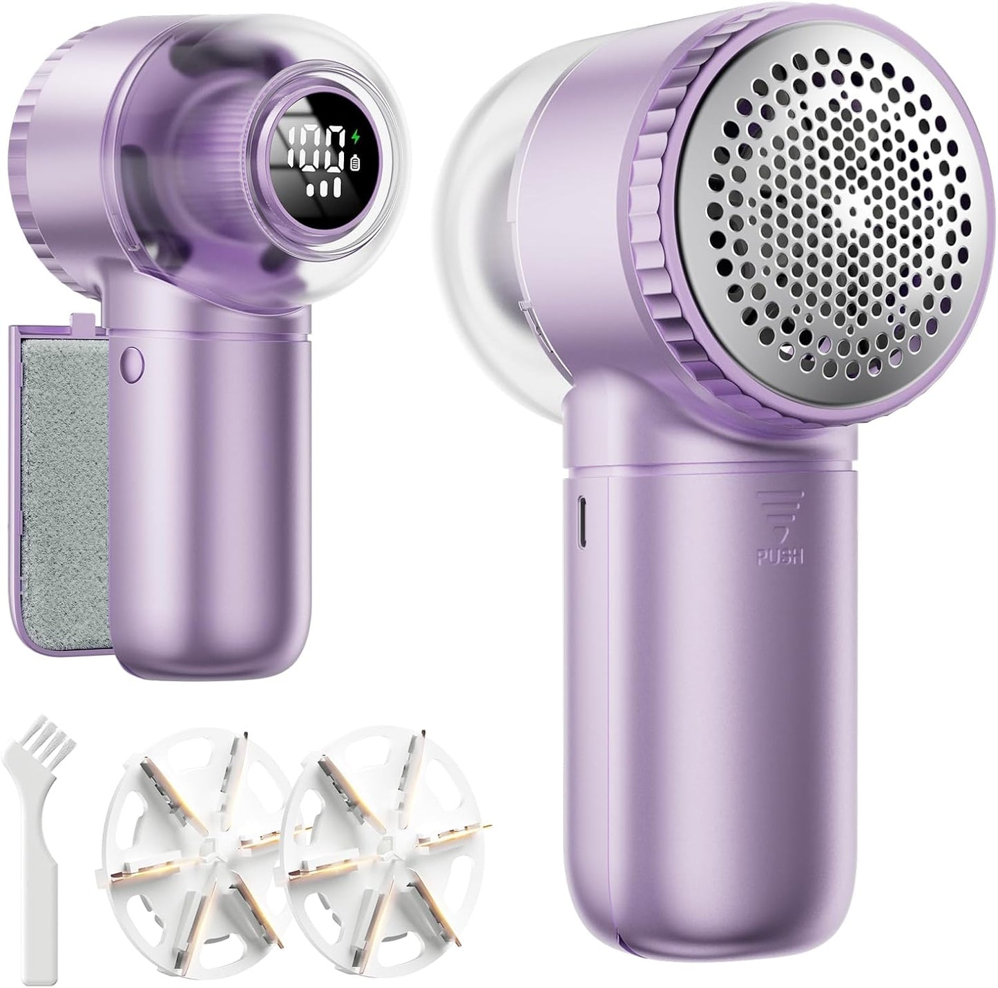X-Large Fabric Shaver with Lint Brush, Rechargeable Lint Shaver with Digital Display, 3-Speeds, 6-Leaf Blades, 1200mAh Electric Lint Remover Sweater Shaver for Removing Fuzz and Pill
