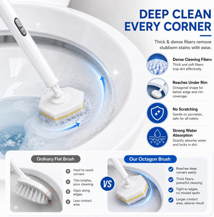 Disposable Toilet Bowl Brush and Holder Set – 40 Refills Included, No-Touch Toilet Wand Cleaning System, Toilet Brush & Holder for Bathroom, Hygienic Toilet Bowl Cleaner Starter Kit