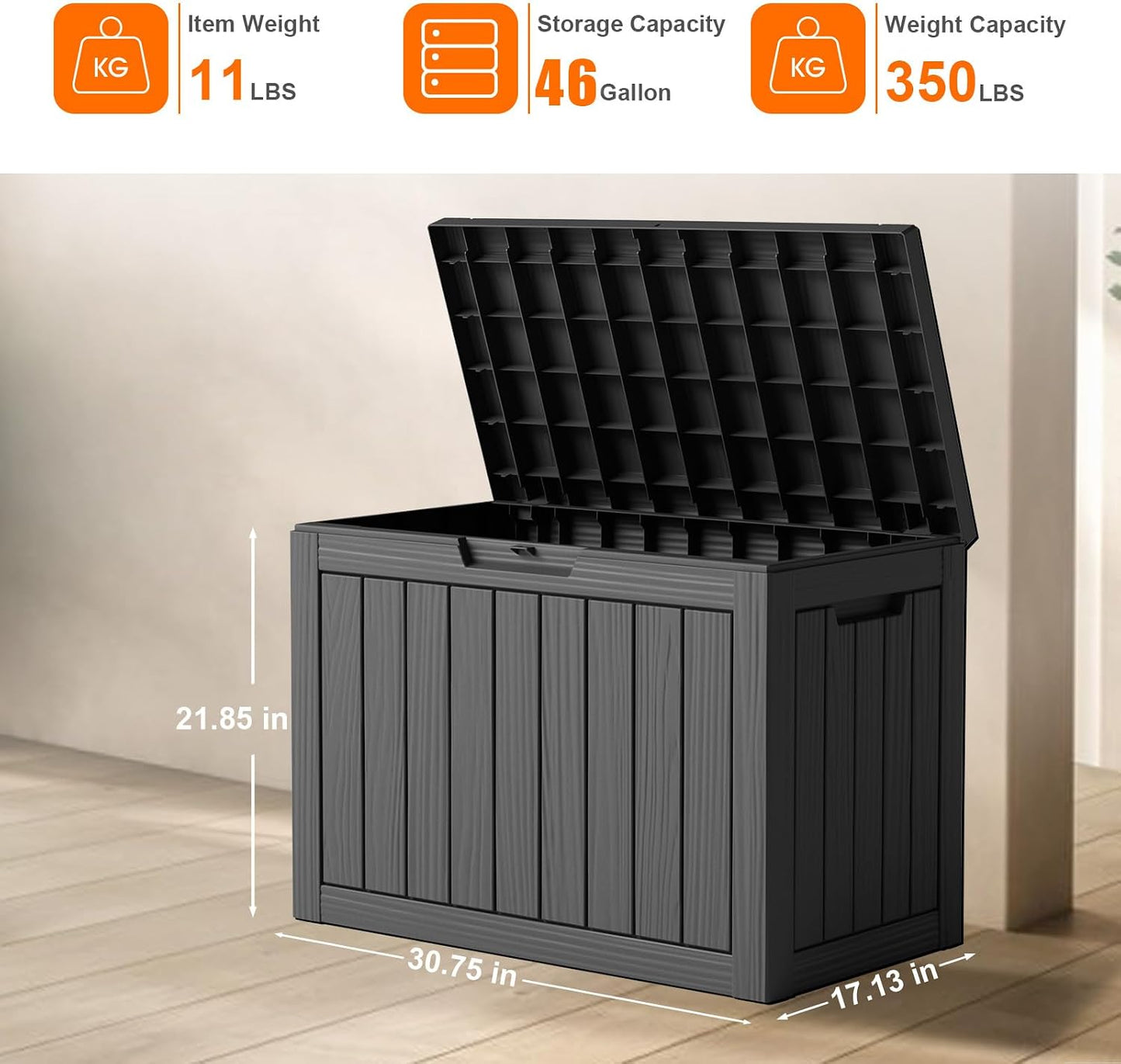 230 Gallon Large Outdoor Storage Box Waterproof, UV Resistant Resin Deck Box with Hydraulic Rod & Lockable Latch for Patio Furniture, Outside Storage Box for Garden Tools, Patio Cushions, Black