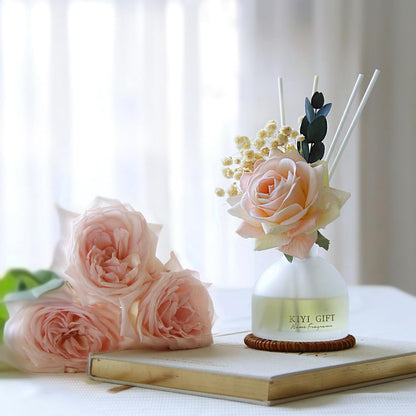 Reed Diffuser Set,4.06 oz Scent Flower Diffuser with 6 Sticks,Home Fragrance,Reed Diffuser for Bathroom Shelf Decor (Jasmine Rose)