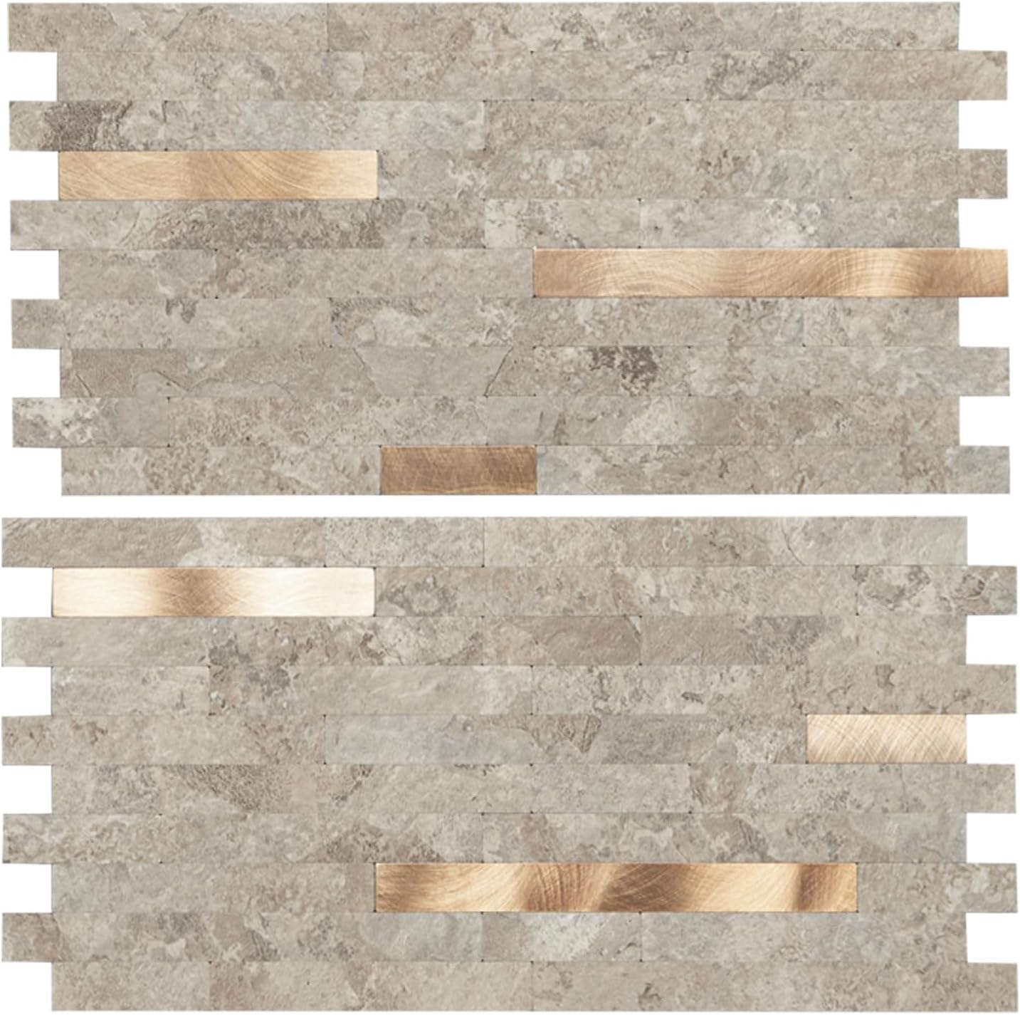 Art3d 10-Sheet Peel and Stick Backsplash Tile for Kitchen Bathroom Fireplace Laundry Room in White Slate with Gold Studded
