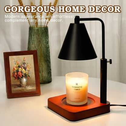 Candle Warmer Lamp Wood with Timer, Dimmable Electric Candle Lamp Warmer for Jar Candles, 2*35 Watt Bulb, Mothers Day Birthday Gifts for Women Men, Decorative Wooden Candle Lamp for Bedroom Home Decor