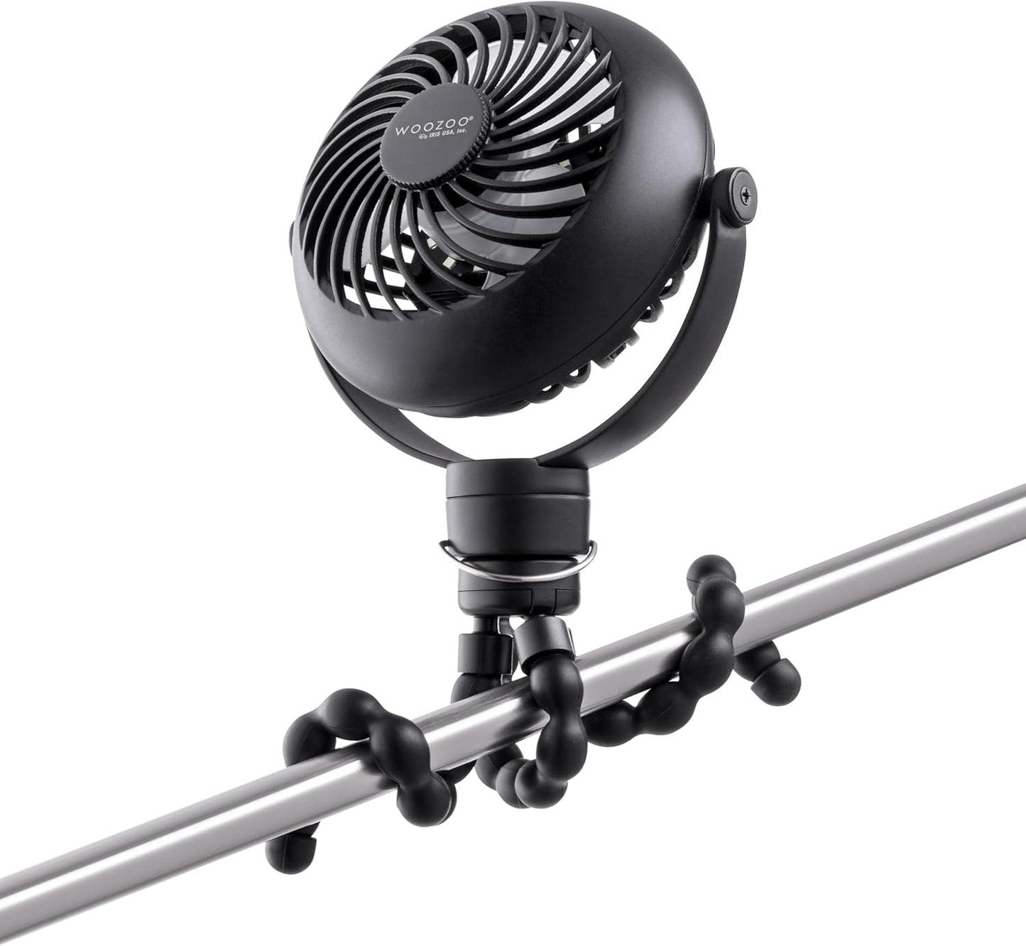 IRIS USA WOOZOO 3.5" Cordless Portable Clip On Fan, USB-C Rechargeable Fan, LED Light, Mosquito Repellent Tray, 360° Tilt, 3 Speeds,Bedside Kitchen Camping Golfing Outdoor Use, Black