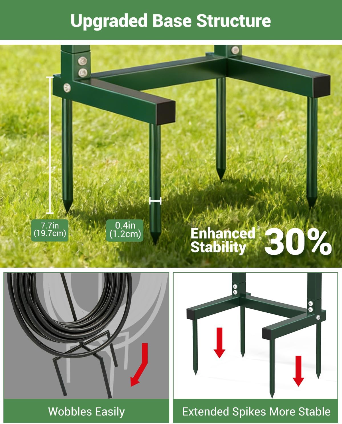 HZE Garden Hose Holder, Freestanding Water Hose Reel Stand for Outside, Heavy Duty Detachable Metal Storage Rack Holds 160 FT for Yard Lawn Farm, Black